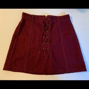 Forever 21 Burgundy Lace Up Skirt